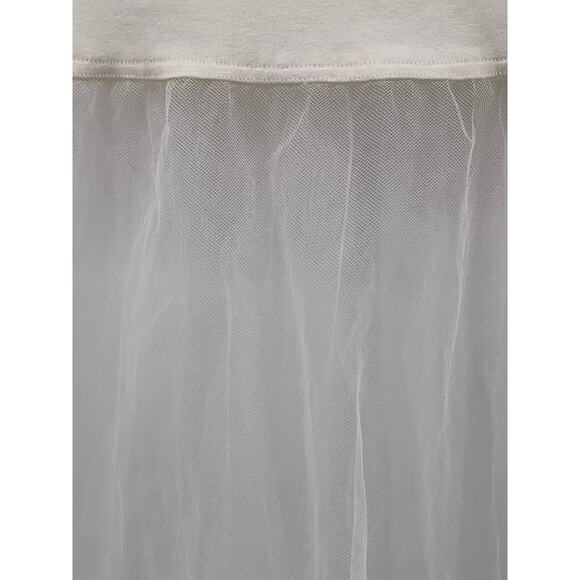 KAREN ALEXANDER Women's Cream Mesh Ruffle Midi Skirt SZ 8 - Picture 7 of 10